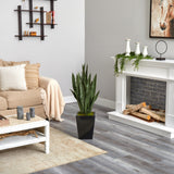 40” Sansevieria Artificial Plant in Black Metal Planter-Parc Decor