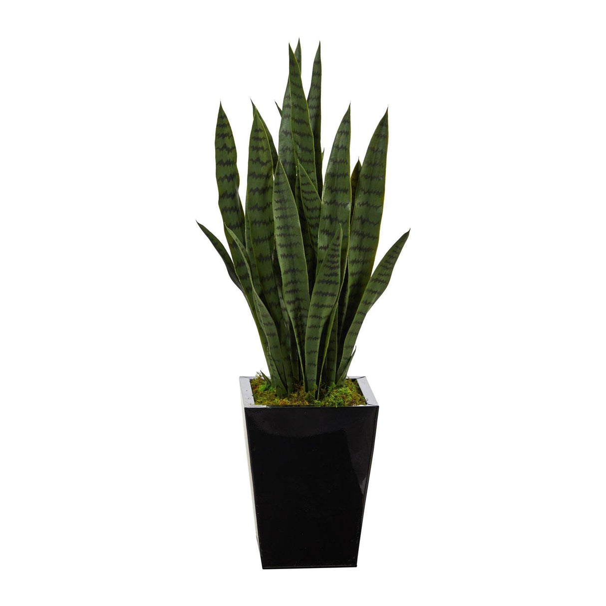 40” Sansevieria Artificial Plant in Black Metal Planter-Parc Decor