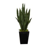 40” Sansevieria Artificial Plant in Black Metal Planter-Parc Decor