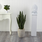 40” Sansevieria Artificial Plant in Sand Colored Planter-Parc Decor