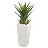 40” Spiky Agave Artificial Plant in White Planter-Parc Decor