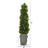 40” Sweet Bay Cone Topiary Artificial Tree in Vintage Metal Planter-Parc Decor