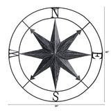 40” Washed Nautical Metal Compass Wall Art Decor-Parc Decor