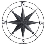 40” Washed Nautical Metal Compass Wall Art Decor-Parc Decor