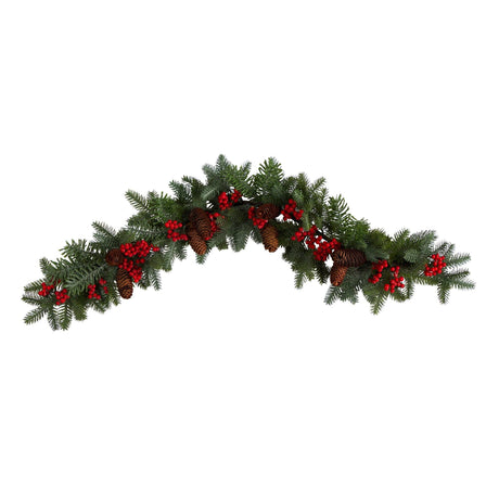 40” Pines, Red Berries and Pinecones Artificial Christmas Garland-Garland-Parc Decor