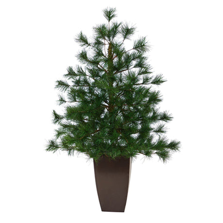 40” Yukon Mixed Pine Artificial Christmas Tree with 213 Bendable Branches in Bronze Metal Planter-Christmas Tree-Parc Decor