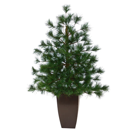 40” Yukon Mixed Pine Artificial Christmas Tree with 213 Bendable Branches in Bronze Metal Planter-Christmas Tree-Parc Decor