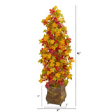 41” Autumn Maple Artificial Tree in Decorative Metal Planter-Tree-Parc Decor