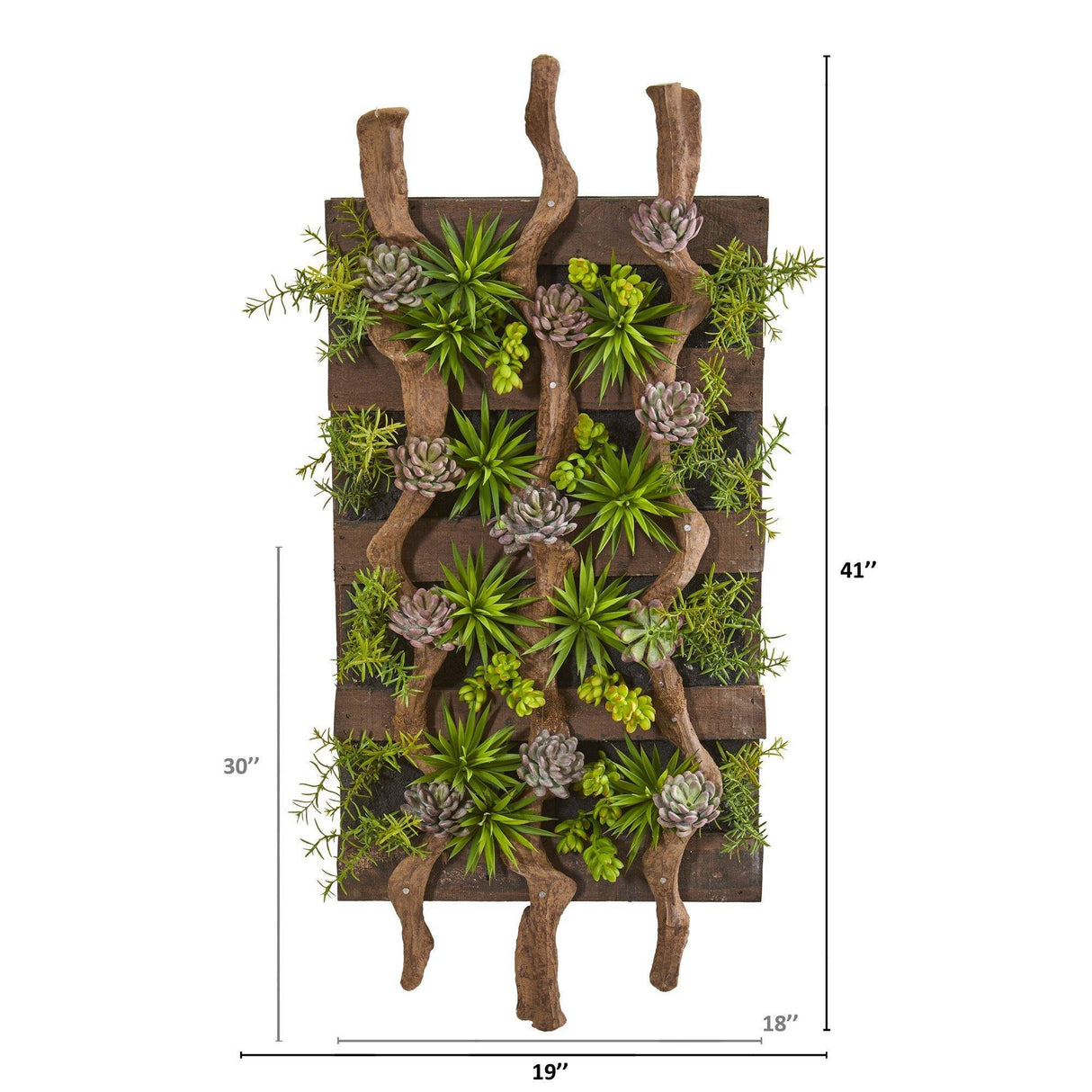 41” x 19” Mixed Succulent Artificial Living Wall-Parc Decor