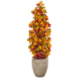 42” Autumn Maple Artificial Tree in Sand Colored Planter-Tree-Parc Decor