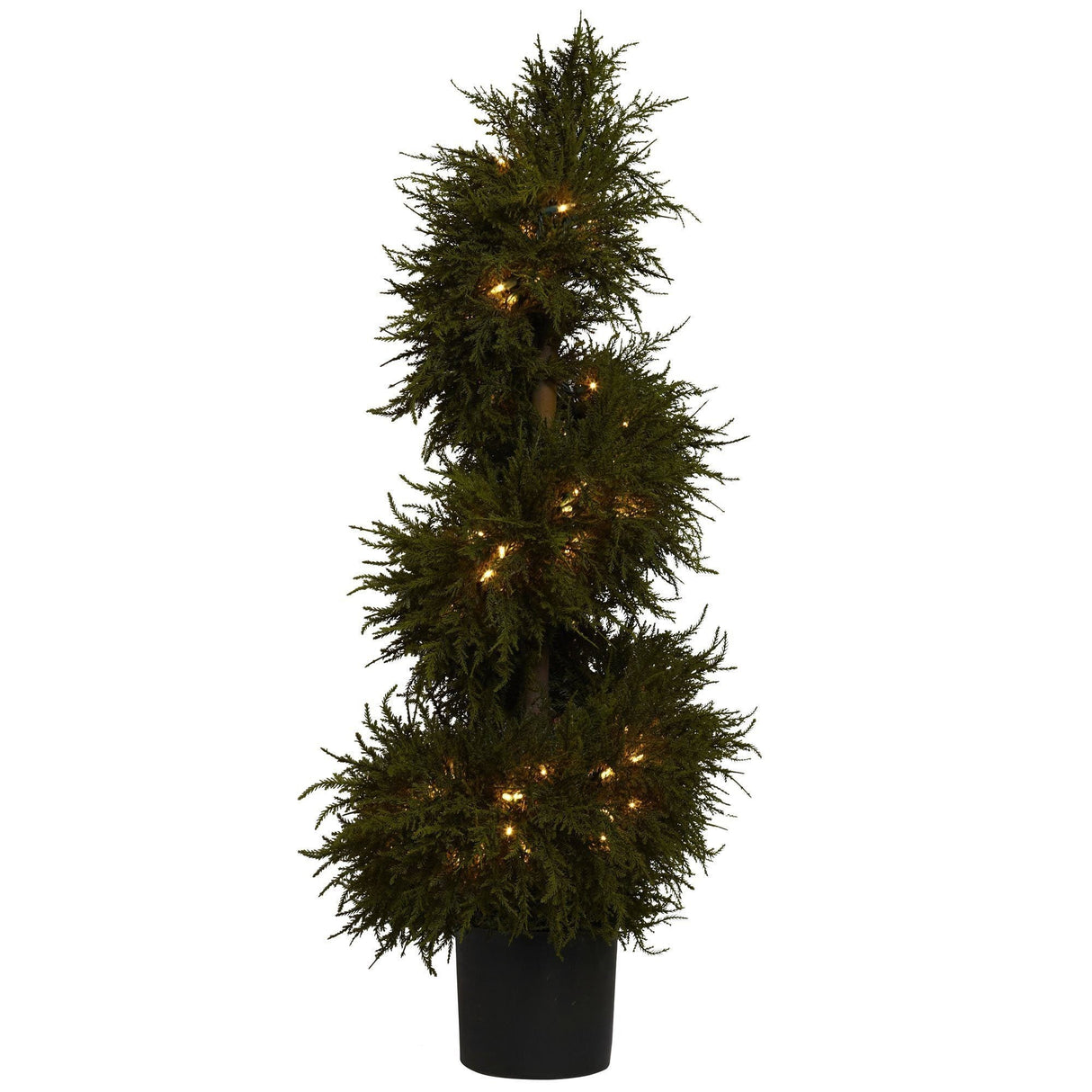 43” Cedar Spiral Topiary w/Lights-Parc Decor