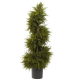 43” Cedar Spiral Topiary w/Lights-Parc Decor