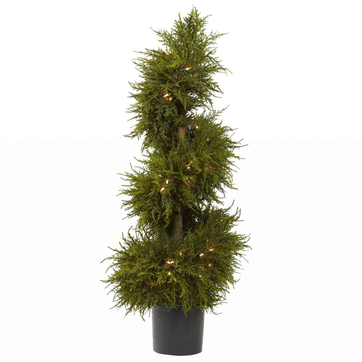43” Cedar Spiral Topiary w/Lights-Parc Decor