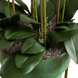 43” Artificial Orchid Arrangement in Patina Metal Planter with Stand-Arrangement-Parc Decor