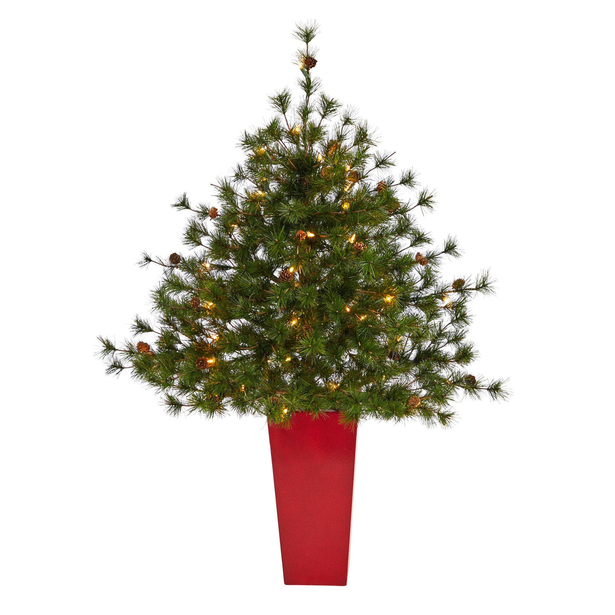 44” Colorado Mountain Pine Artificial Christmas Tree with 50 Clear Lights. 171 Bendable Branches and Pine Cones in Planter-Christmas Tree-Parc Decor