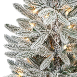44” Flocked Manchester Spruce Artificial Christmas Tree with 50 Lights and 133 Bendable Branches in White Planter-Christmas Tree-Parc Decor