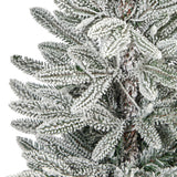 44” Flocked Manchester Spruce Artificial Christmas Tree with 50 Lights and 133 Bendable Branches in White Planter-Christmas Tree-Parc Decor