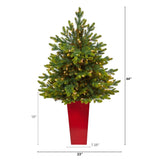 44” North Carolina Fir Artificial Christmas Tree with 150 Clear Lights and 563 Bendable Branches in Red Tower Planter-Christmas Tree-Parc Decor