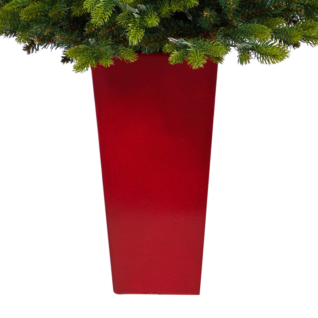 44” North Carolina Fir Artificial Christmas Tree with 150 Clear Lights and 563 Bendable Branches in Red Tower Planter-Christmas Tree-Parc Decor