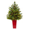 44” North Carolina Fir Artificial Christmas Tree with 150 Clear Lights and 563 Bendable Branches in Red Tower Planter-Christmas Tree-Parc Decor