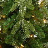 44” Snowed Grand Teton Fir Artificial Christmas Tree with 50 Clear Lights and 111 Bendable Branches in Red Planter-Christmas Tree-Parc Decor