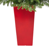 44” Snowed Grand Teton Fir Artificial Christmas Tree with 50 Clear Lights and 111 Bendable Branches in Red Planter-Christmas Tree-Parc Decor