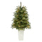44” Snowed Grand Teton Fir Artificial Christmas Tree with 50 Clear Lights and 111 Bendable Branches in Red Planter-Christmas Tree-Parc Decor