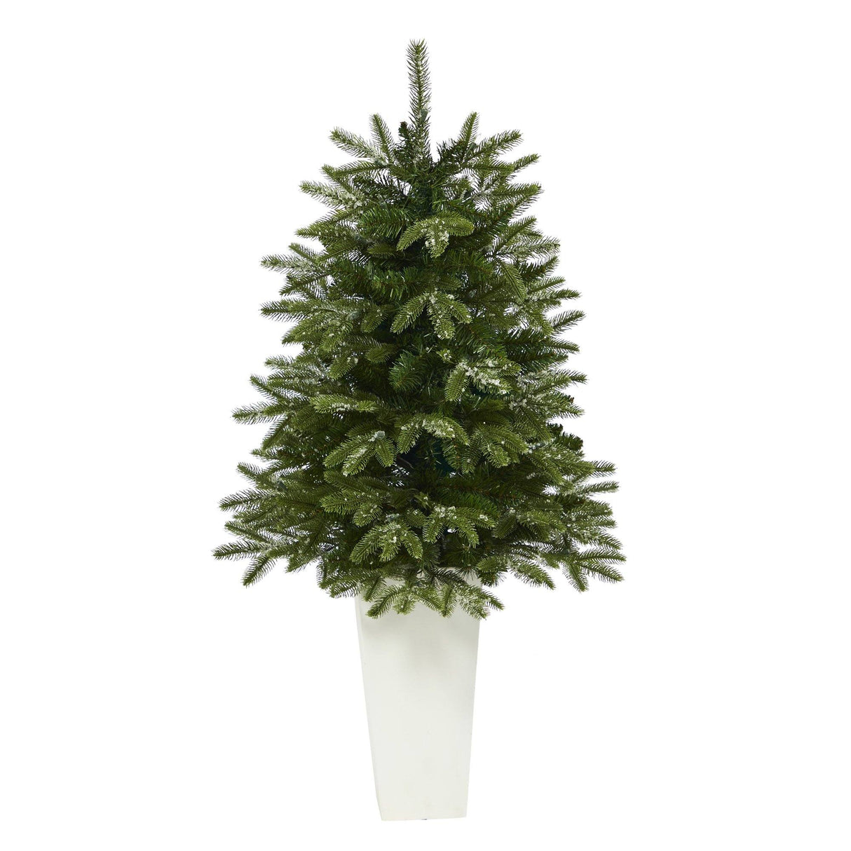 44” Snowed Grand Teton Fir Artificial Christmas Tree with 50 Clear Lights and 111 Bendable Branches in Red Planter-Christmas Tree-Parc Decor