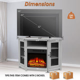 45" Corner Electric Fireplace TV Stands Console Table Insert 18" Electric Fireplace with 2 Metal Mesh Doors-Parc Decor