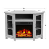 45" Corner Electric Fireplace TV Stands Console Table Insert 18" Electric Fireplace with 2 Metal Mesh Doors-Parc Decor