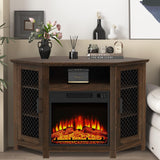 45" Corner Electric Fireplace TV Stands Console Table Insert 18" Electric Fireplace with 2 Metal Mesh Doors-Parc Decor