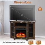 45" Corner Electric Fireplace TV Stands Console Table Insert 18" Electric Fireplace with 2 Metal Mesh Doors-Parc Decor