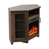 45" Corner Electric Fireplace TV Stands Console Table Insert 18" Electric Fireplace with 2 Metal Mesh Doors-Parc Decor