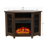 45" Corner Electric Fireplace TV Stands Console Table Insert 18" Electric Fireplace with 2 Metal Mesh Doors-Parc Decor