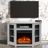 45" Corner Electric Fireplace TV Stands Console Table Insert 18" Electric Fireplace with 2 Metal Mesh Doors-Parc Decor
