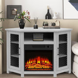45" Corner Electric Fireplace TV Stands Console Table Insert 18" Electric Fireplace with 2 Metal Mesh Doors-Parc Decor