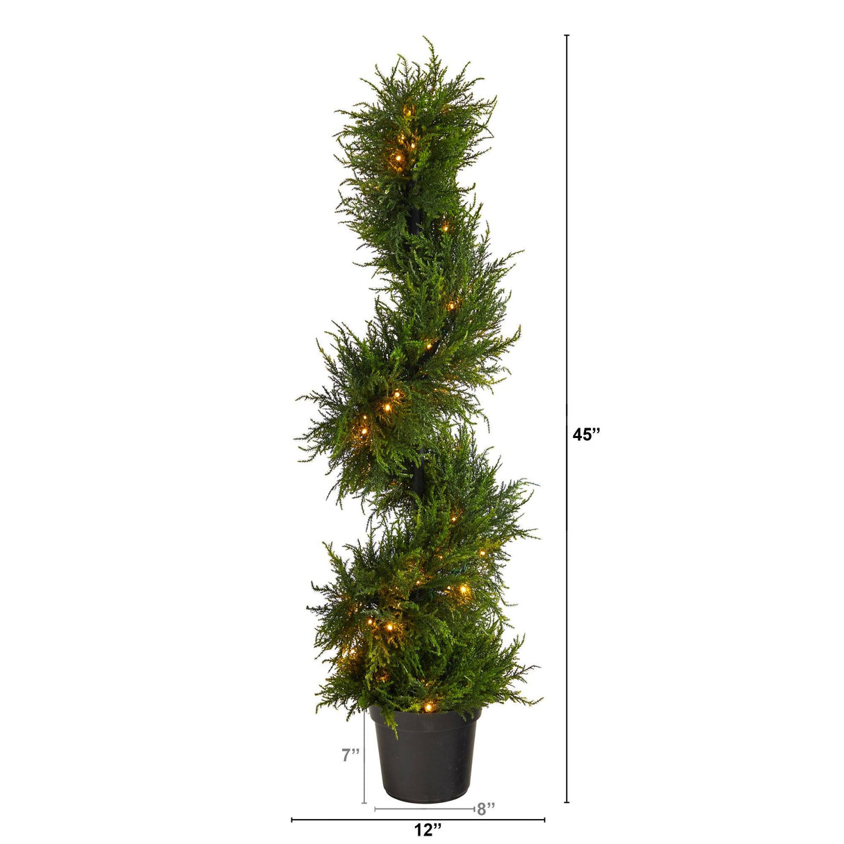 45” Spiral Cypress Artificial Tree with 80 Clear LED Lights UV Resistant (Indoor/Outdoor)-Parc Decor