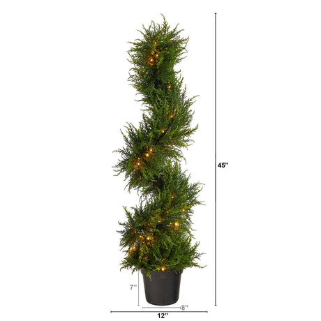 45” Spiral Cypress Artificial Tree with 80 Clear LED Lights UV Resistant (Indoor/Outdoor)-Parc Decor