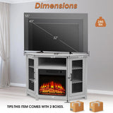 45" Corner Electric Fireplace TV Stands Console Table Insert 18" Electric Fireplace with 2 Metal Mesh Doors