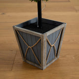 45" UV Resistant Artificial Triple Ball Boxwood Topiary with LED Lights in Decorative Planter (Indoor/Outdoor)-Tree-Parc Decor