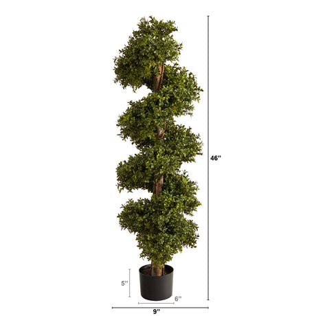 46” Boxwood Topiary Spiral Artificial Tree (Indoor/Outdoor)-Parc Decor