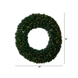 48” Large Artificial Christmas Wreath with 714 Bendable Branches and 200 Warm White LED Lights-Wreath-Parc Decor