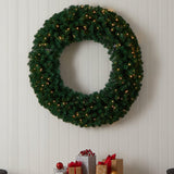 48” Large Artificial Christmas Wreath with 714 Bendable Branches and 200 Warm White LED Lights-Wreath-Parc Decor