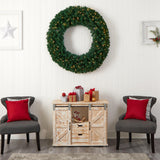 48” Large Artificial Christmas Wreath with 714 Bendable Branches and 200 Warm White LED Lights-Wreath-Parc Decor