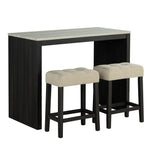 48" Modern Breakfast 1 Dining Table Set with 2 Stools for Apartment, Travertine Table Top
