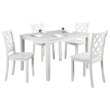 48"W Solid Rubberwood 5-Piece Dining Table Set with Diamond Chair Back-Parc Decor