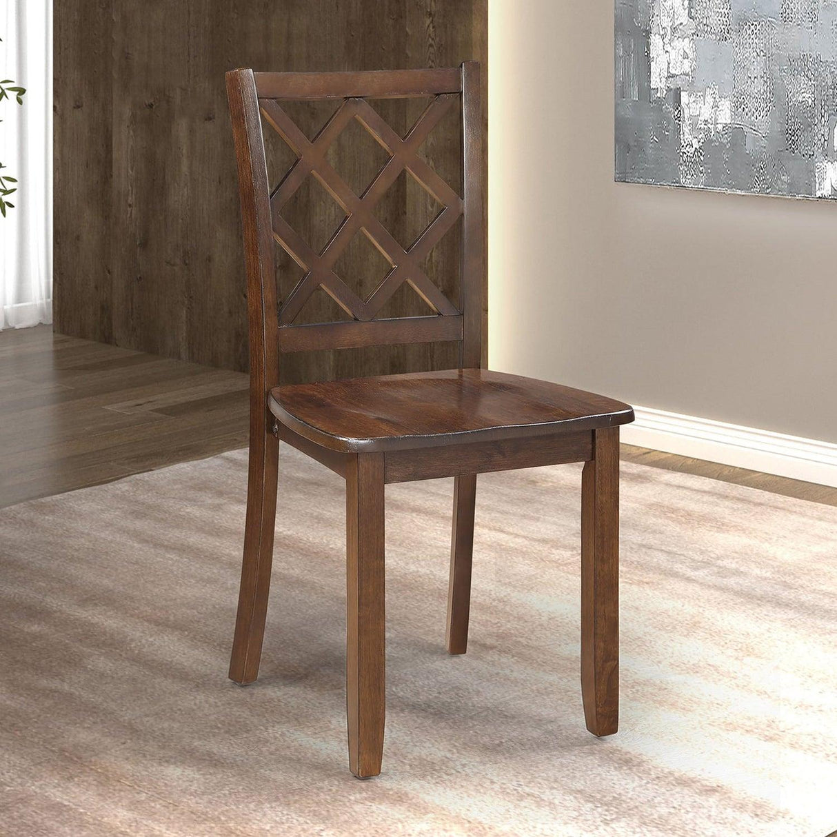 48"W Solid Rubberwood 5-Piece Dining Table Set with Diamond Chair Back-Parc Decor