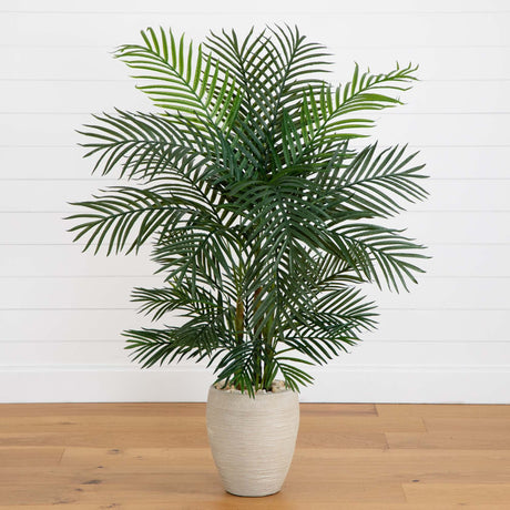 4.5’ Areca Palm Artificial Tree in Sand Colored Planter-Parc Decor