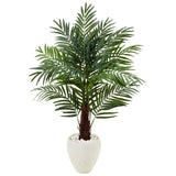 4.5’ Areca Palm Tree in White Oval Planter-Parc Decor
