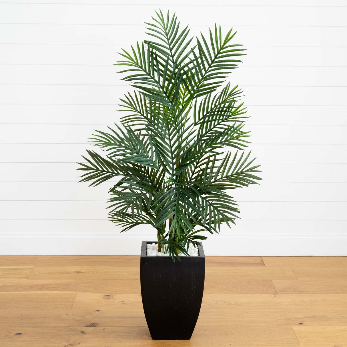 4.5’ Areca Palm Tree with Black Wash Planter UV Resistant (Indoor/Outdoor)-Parc Decor